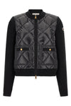 the moncler cardigan in 14 fineness cotton knit and nylon laqué redefines the co