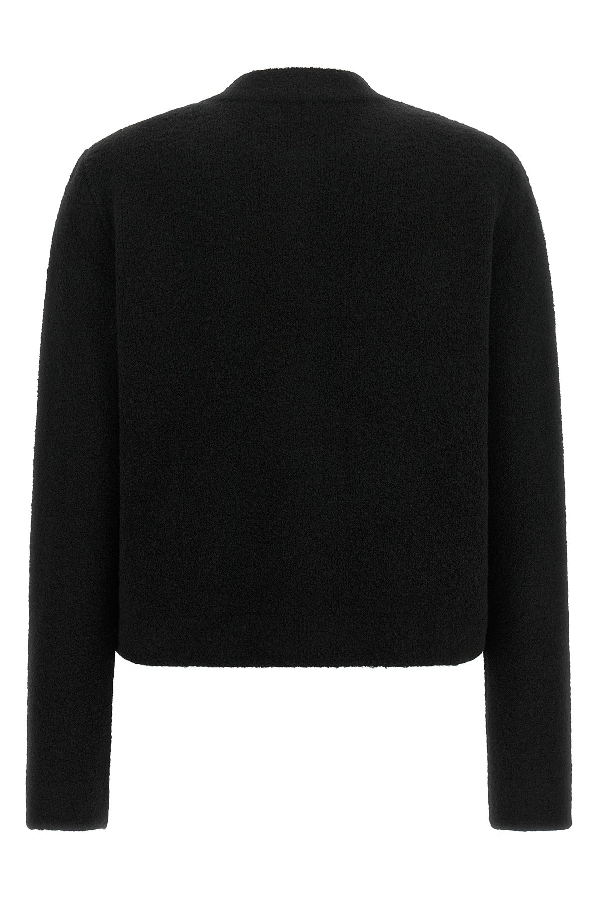 the moncler cardigan skilfully combines volumes and contrasting textures