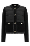 the moncler cardigan skilfully combines volumes and contrasting textures