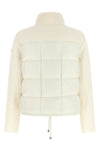 the moncler cardigan features a hybrid model in a refined cream white nuance