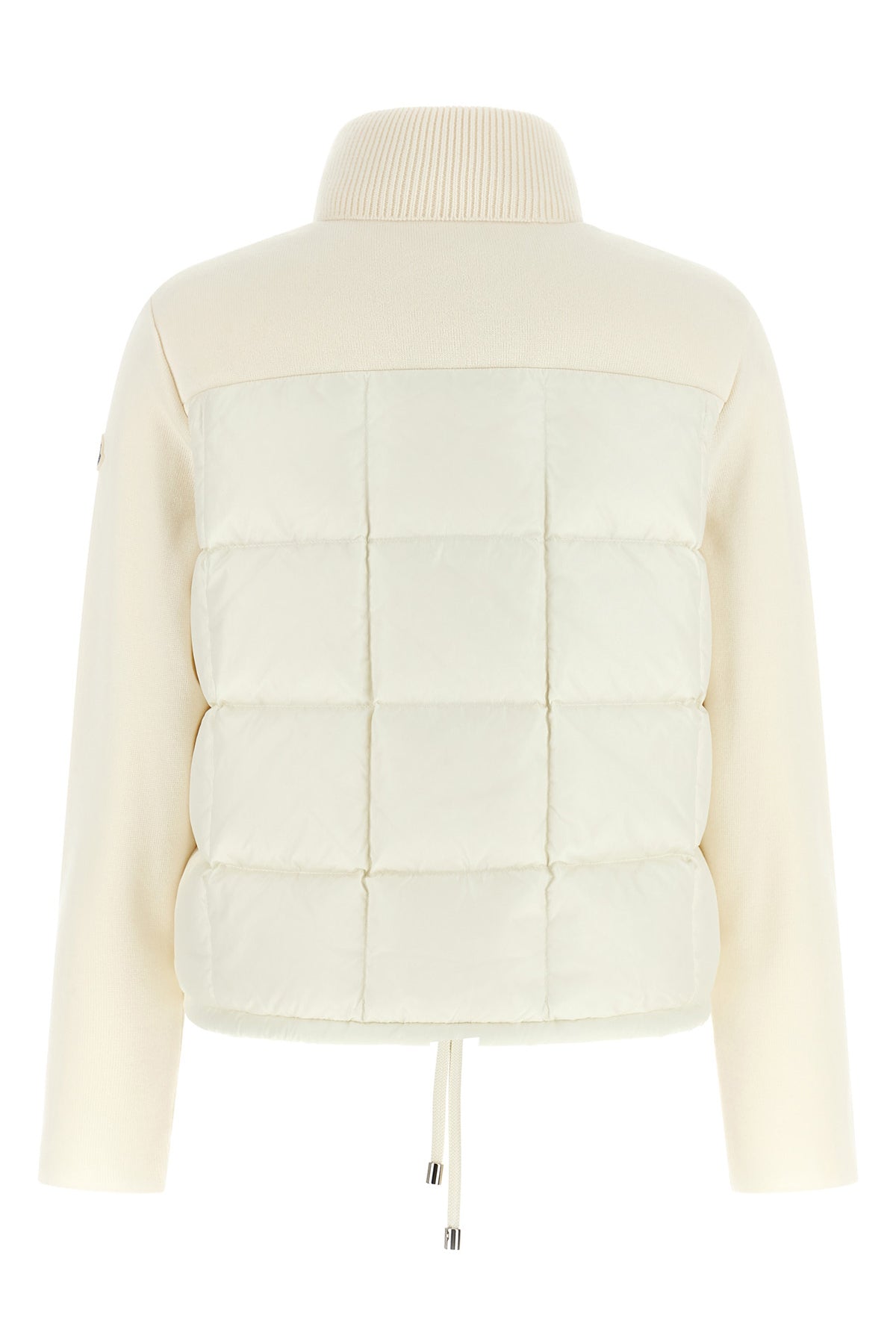 the moncler cardigan features a hybrid model in a refined cream white nuance