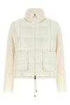 the moncler cardigan features a hybrid model in a refined cream white nuance
