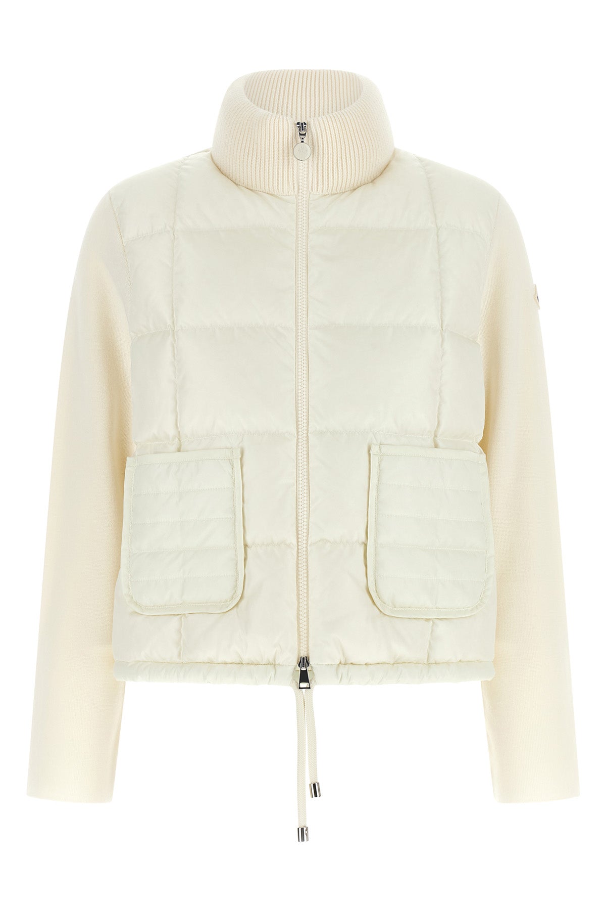 the moncler cardigan features a hybrid model in a refined cream white nuance