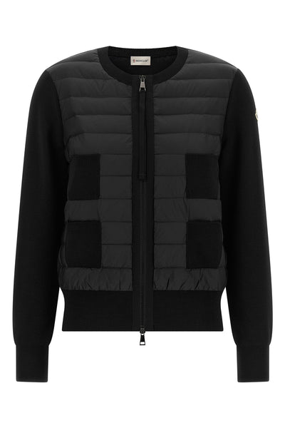 the moncler cardigan in black nuance redefines the concept of hybrid garment thr