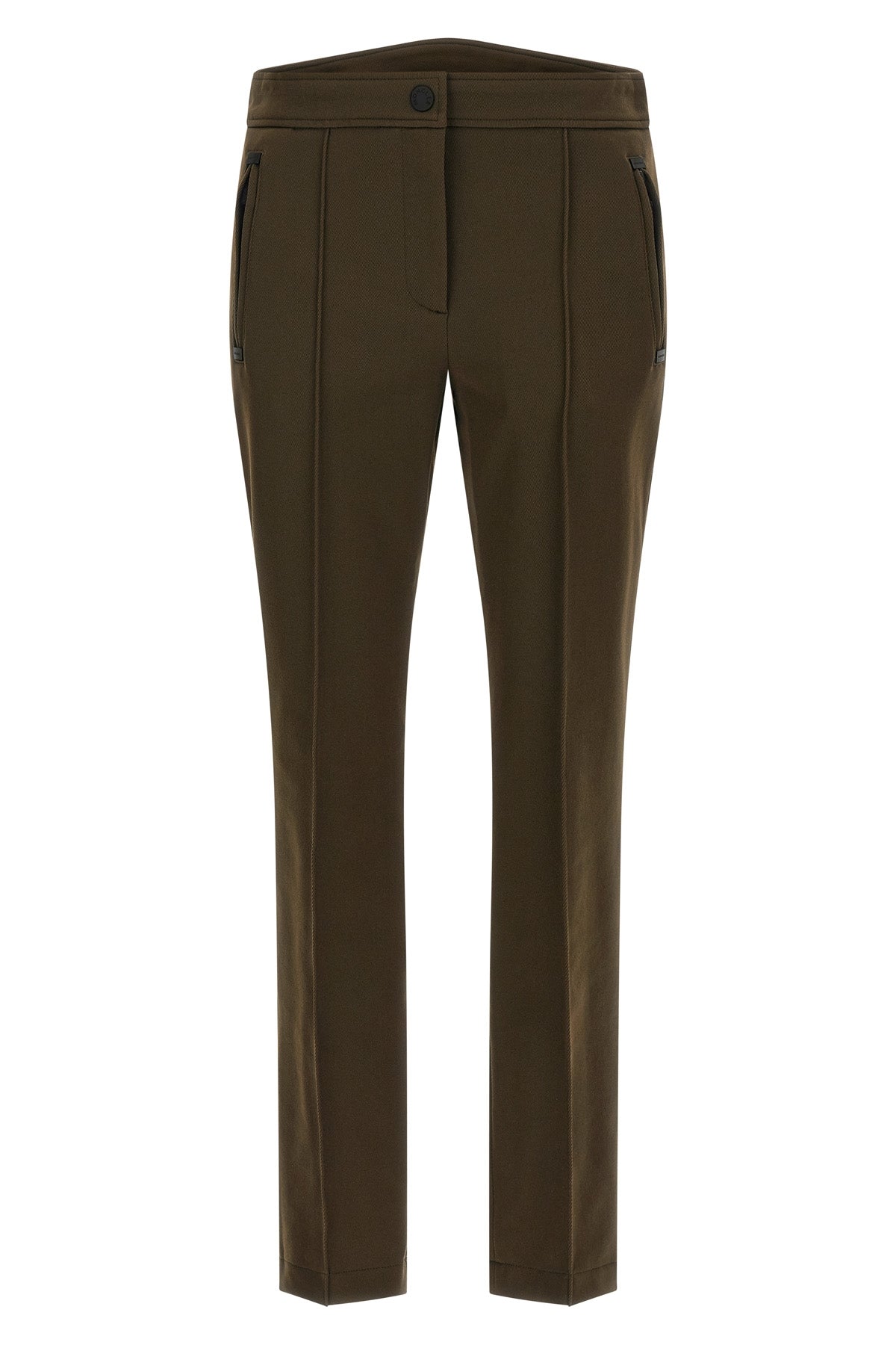 the moncler grenoble trousers redefine alpine clothing through a tight silhouett