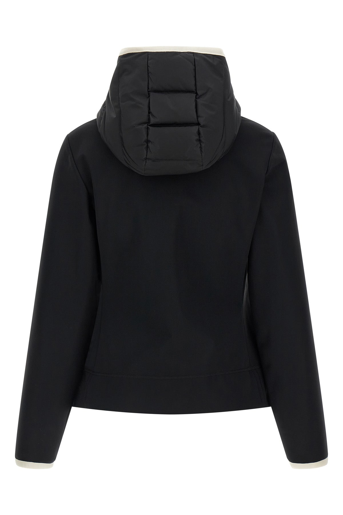 the moncler grenoble con cappuccio e zip cardigan stands out for its hybrid co