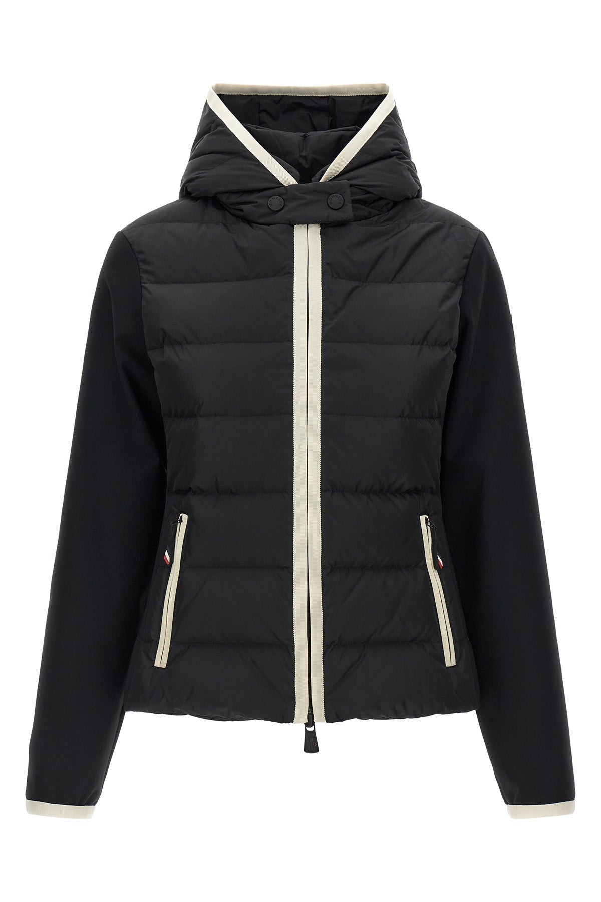 the moncler grenoble con cappuccio e zip cardigan stands out for its hybrid co