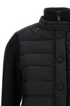 the moncler grenoble cardigan stands out for its hybrid construction that combin