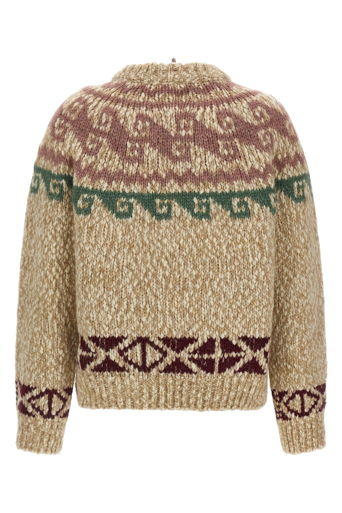 the moncler grenoble crewneck sweater in structured wool blend and soft alpaca f