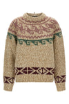 the moncler grenoble crewneck sweater in structured wool blend and soft alpaca f