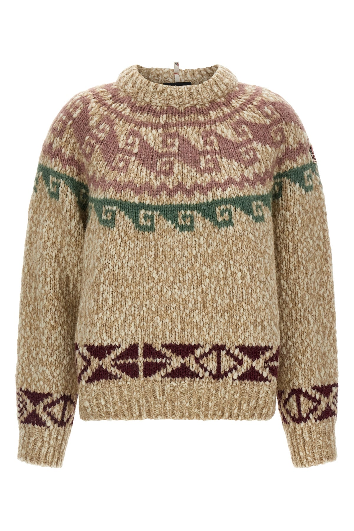 the moncler grenoble crewneck sweater in structured wool blend and soft alpaca f