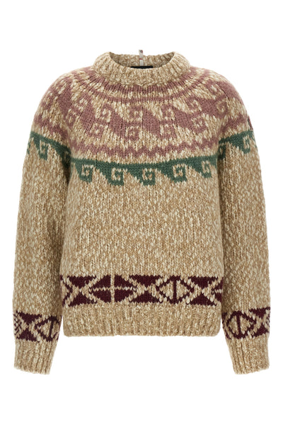 the moncler grenoble crewneck sweater in structured wool blend and soft alpaca f