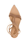 knit jackie sandals withkle straps and a tone-on-tone lacquered heel