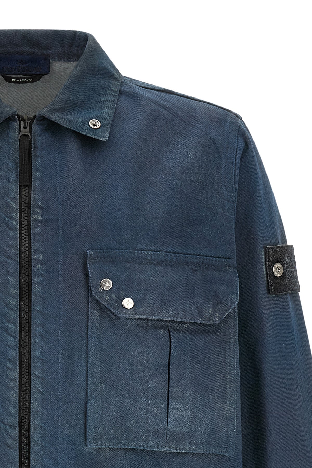 the stone island blue cotton overshirt