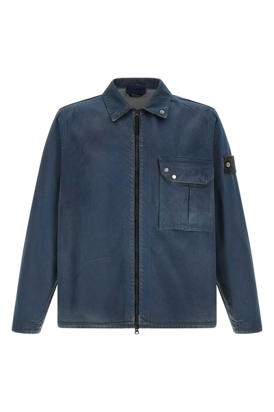 STONE ISLAND L the stone island blue cotton overshirt