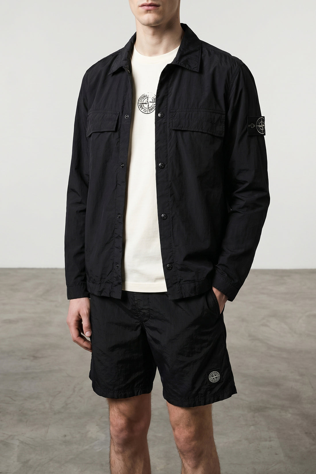 STONE ISLAND L crinkled nylon overshirt