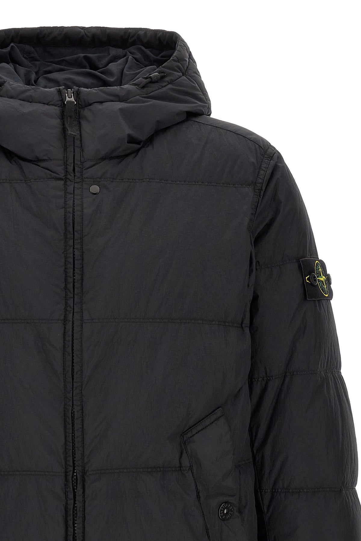 the stone island padded jacket in black