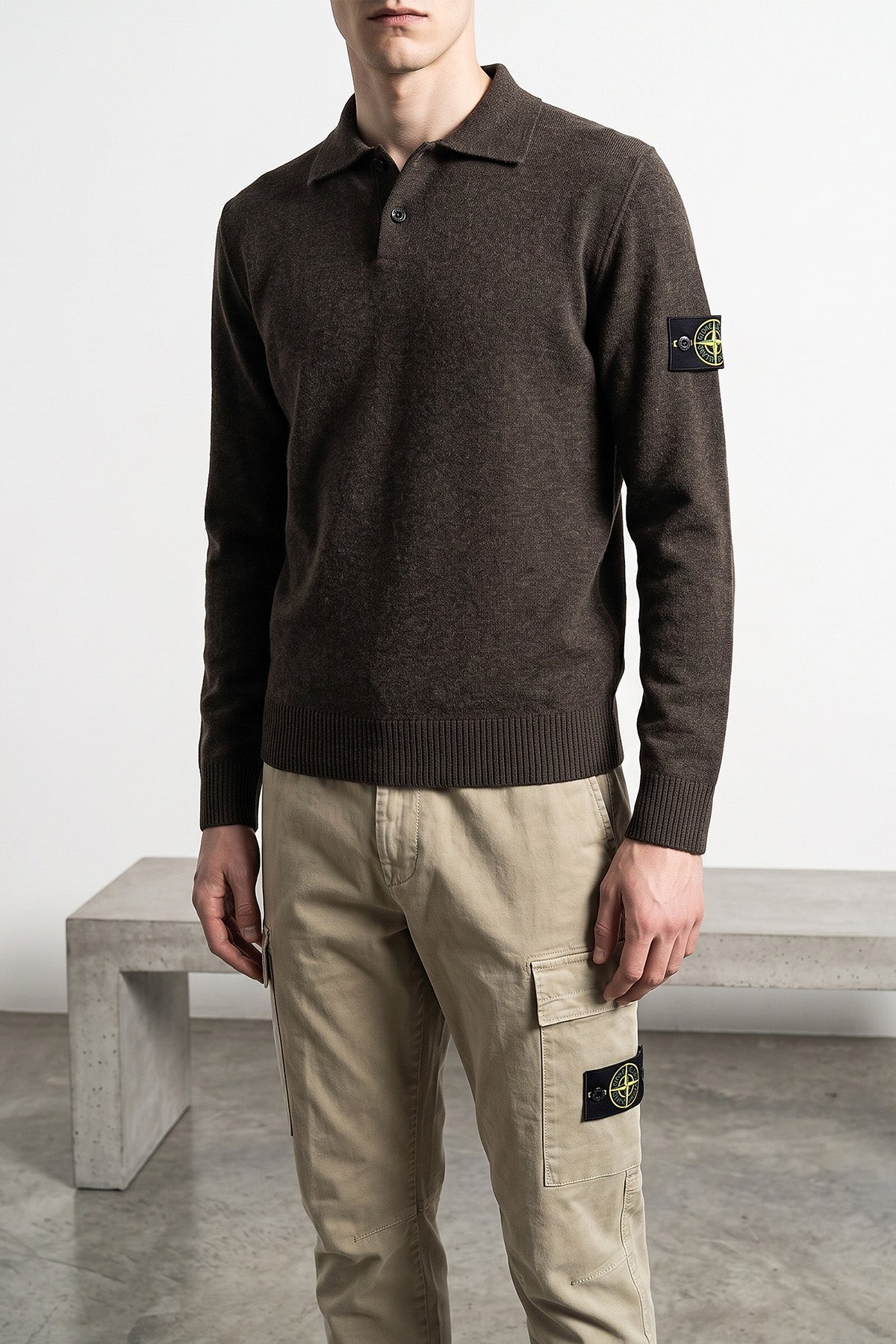 the stone island pure virgin wool sweater long-sleeved polo shirt