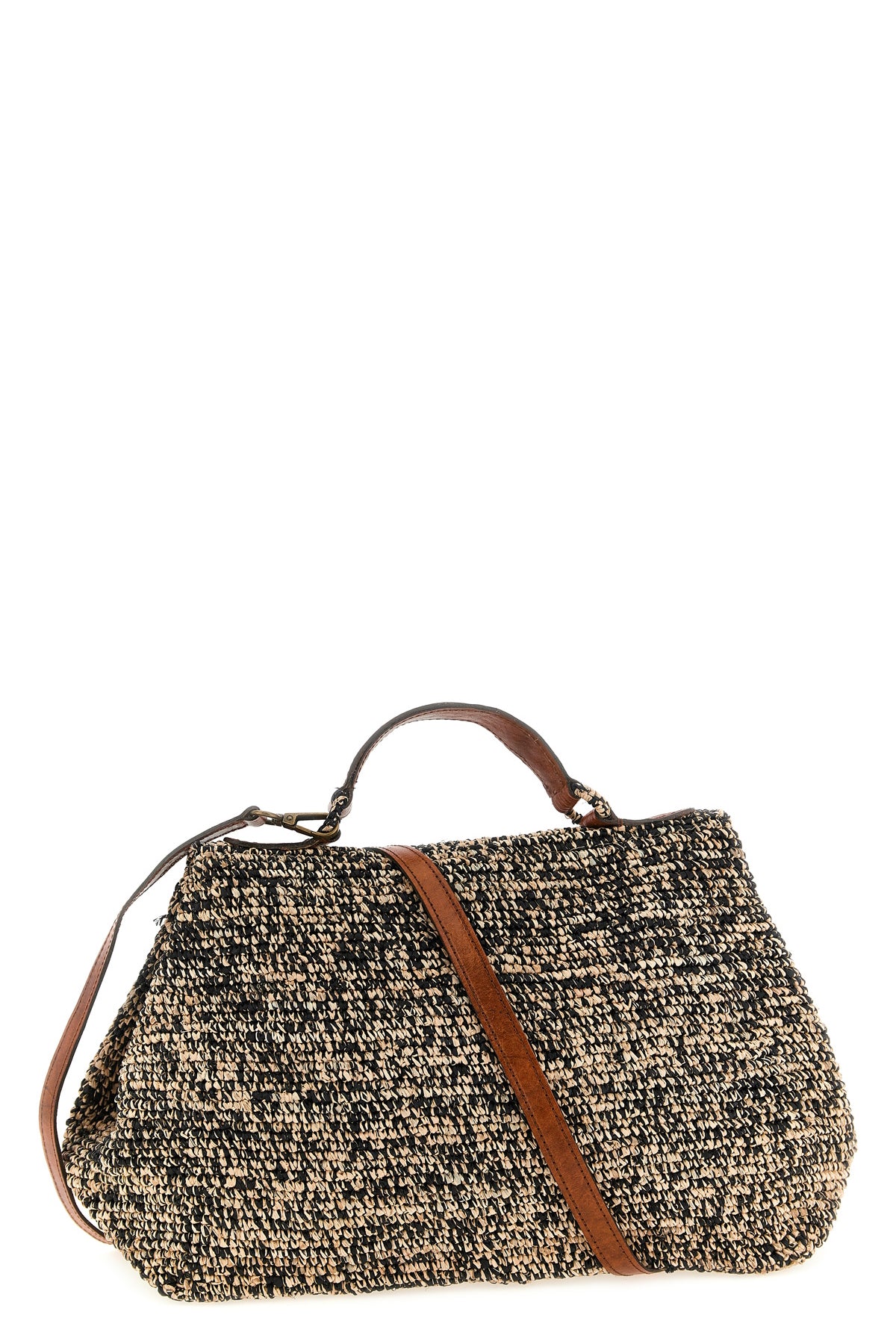 lahady two-tone natural raffia handbag