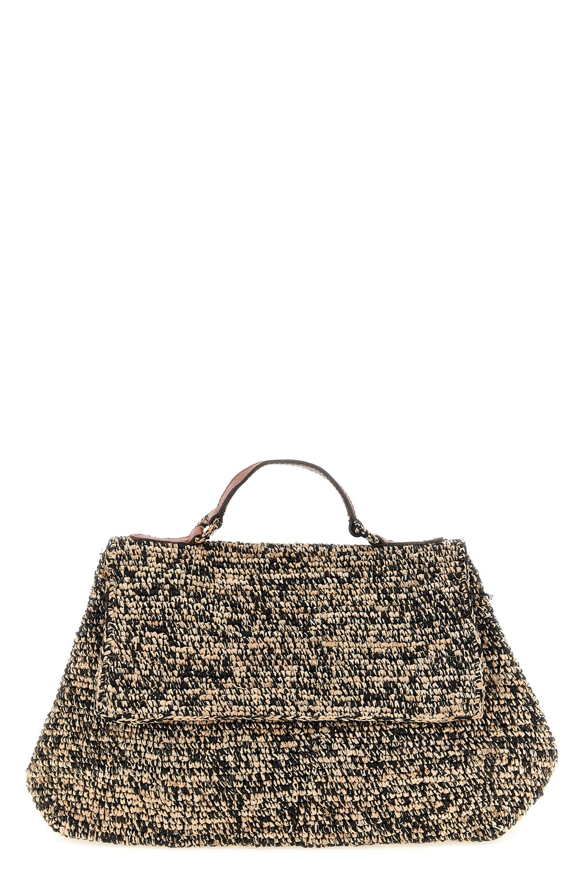 lahady two-tone natural raffia handbag