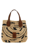 laza ii shopping bag in two-tone woven natural raffia