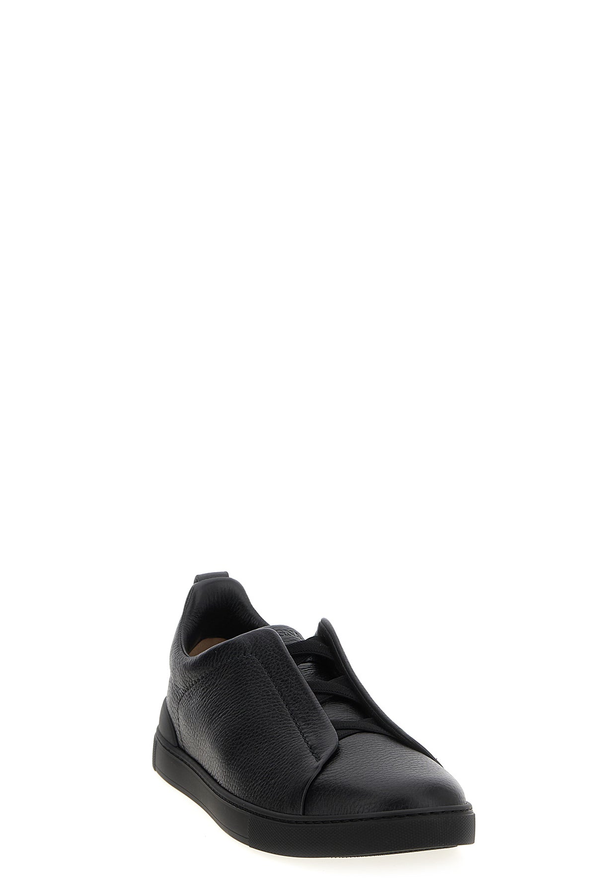 triple stitch sneakers in grainy leather