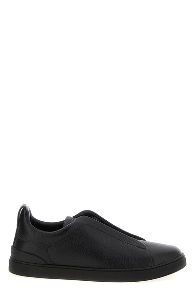 triple stitch sneakers in grainy leather
