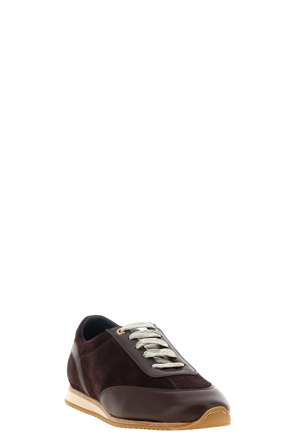 agnona suede runner sneakers redefine sporty aesthetics through top-of-the-range