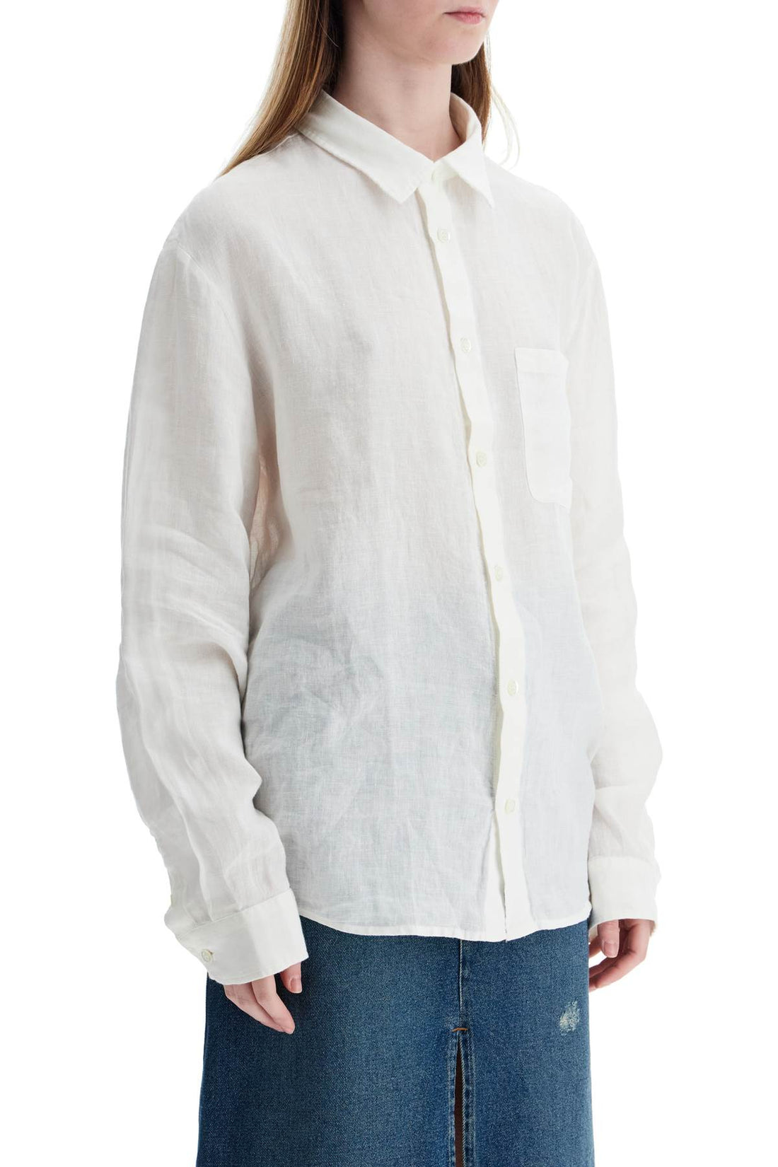 camicia unisex in lino bianco sporco eleganza minimalista