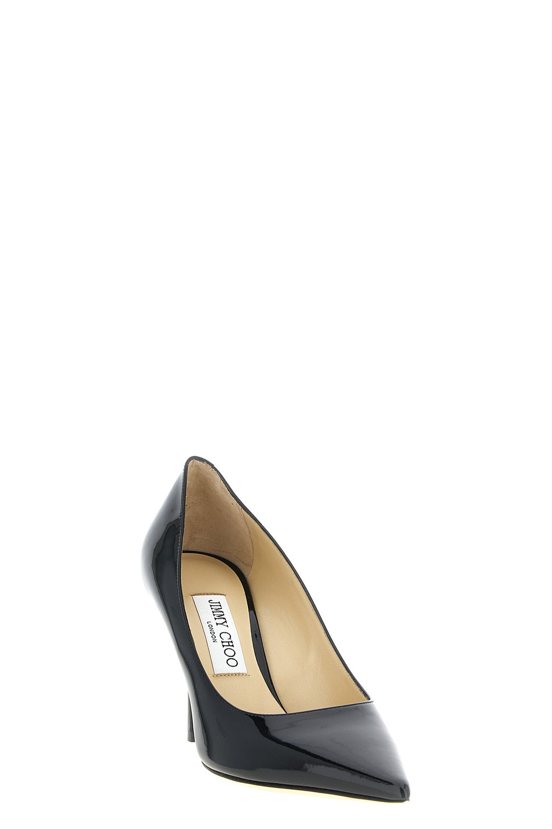 JIMMY CHOO 40 black leather patent jc contrasting logo