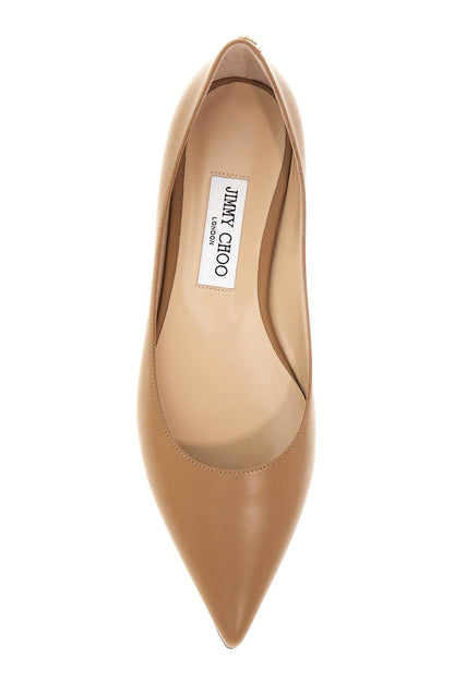 smooth leather love ballerina flats