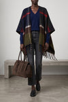 isla boucle serape cape in all-over check print knit