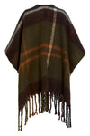isla boucle serape cape in all-over check print knit