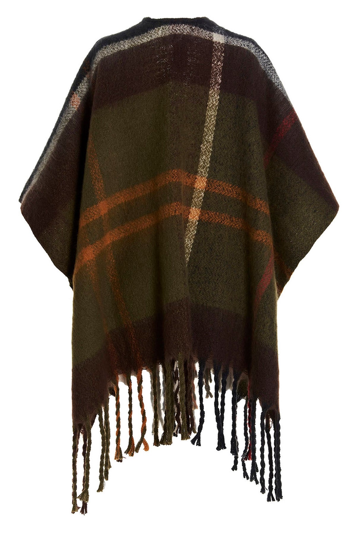 isla boucle serape cape in all-over check print knit
