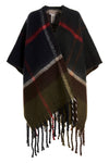 isla boucle serape cape in all-over check print knit
