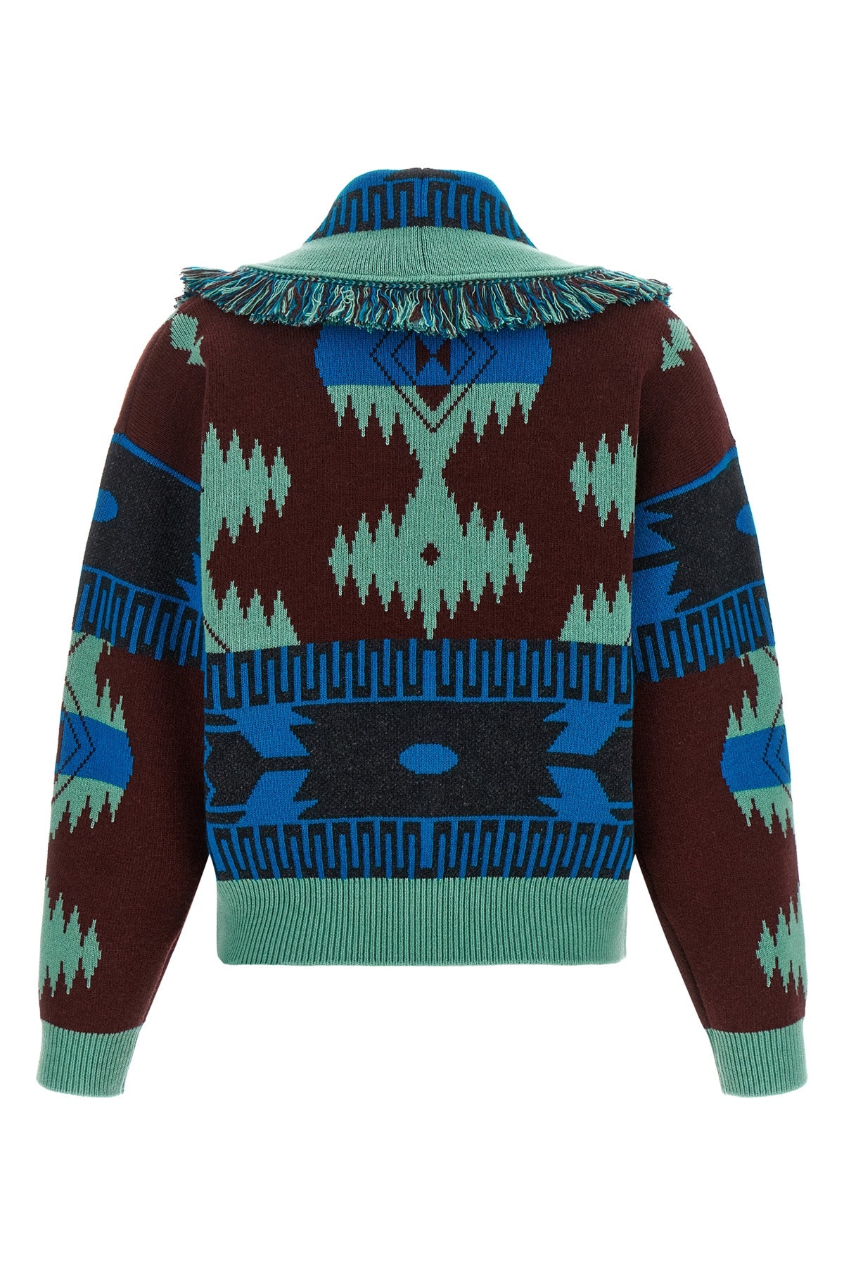 the alanui icon cardia bomber jacket redefines knitwear codes through a shorte