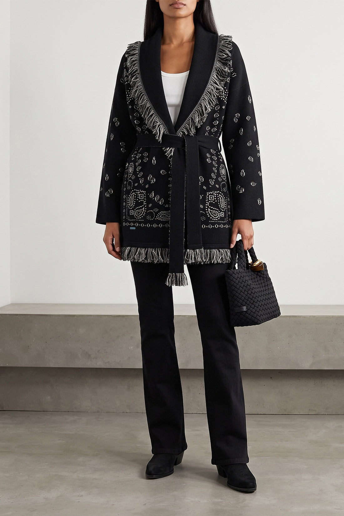 ALANUI XS the alanui cardigan exemplifies knitwear excellence through complex double jacqu