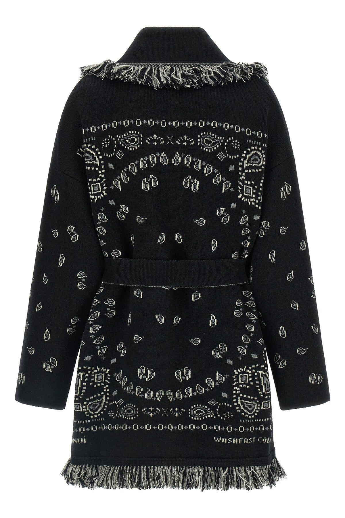 the alanui cardigan exemplifies knitwear excellence through complex double jacqu