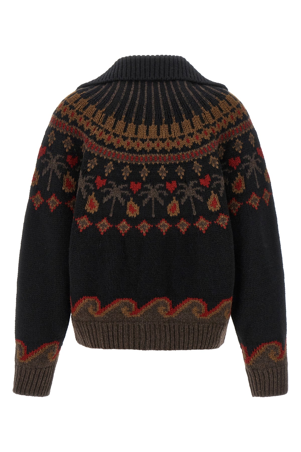 the alanui sweet winter cardigan is distinguished by a complex jacquard workma