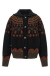 the alanui sweet winter cardigan is distinguished by a complex jacquard workma