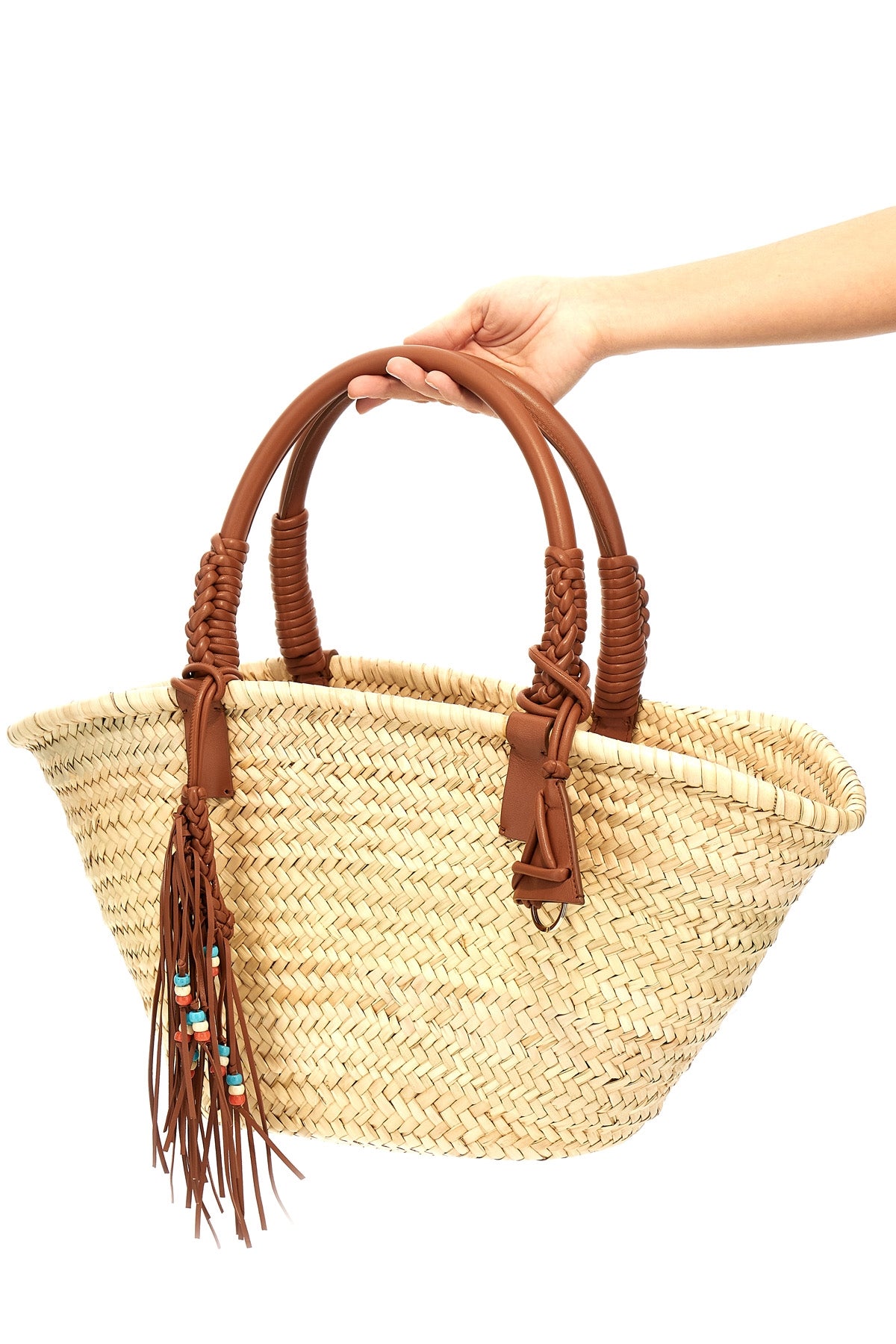 icon palm leaf big woven straw handbag
