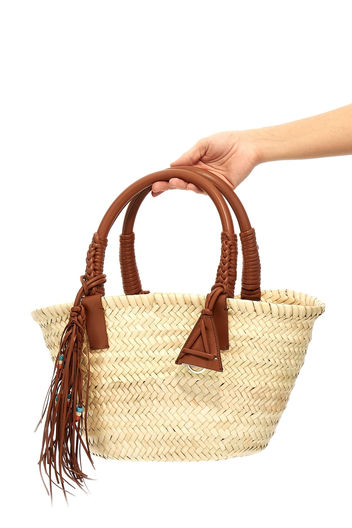 icon palm leaf small woven straw handbag