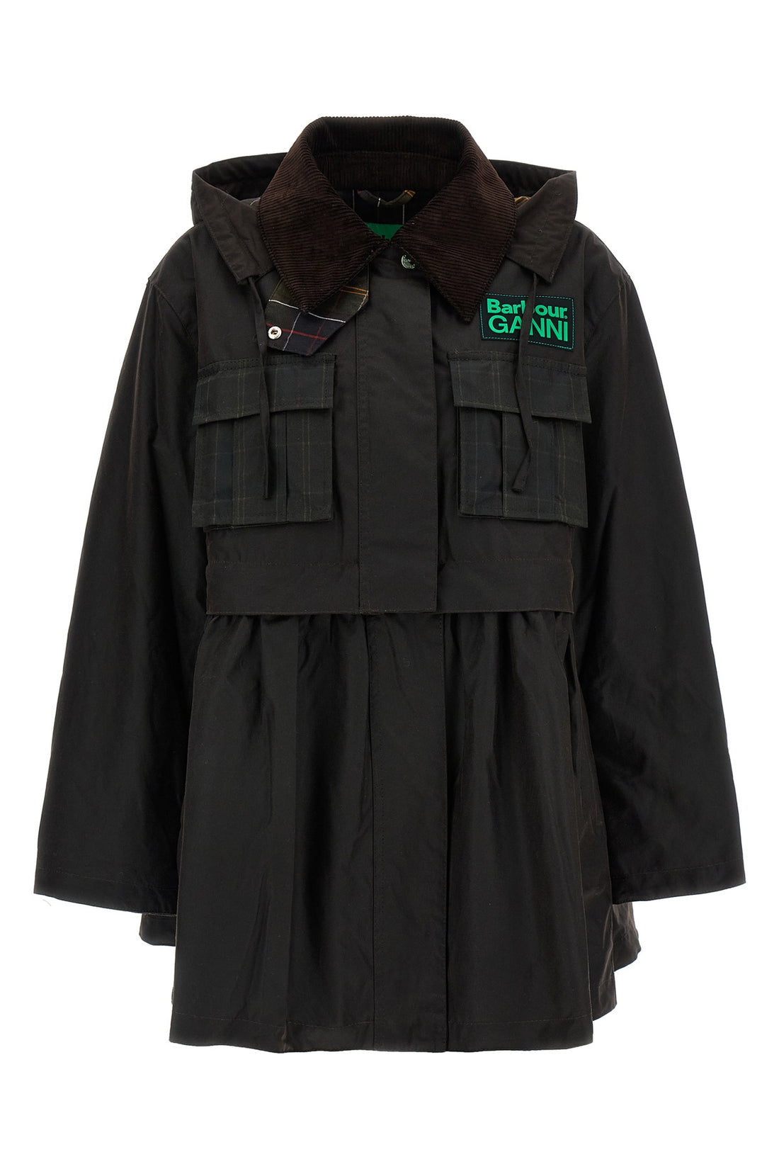 BARBOUR 6 barbour x ganni waxed cotton parka