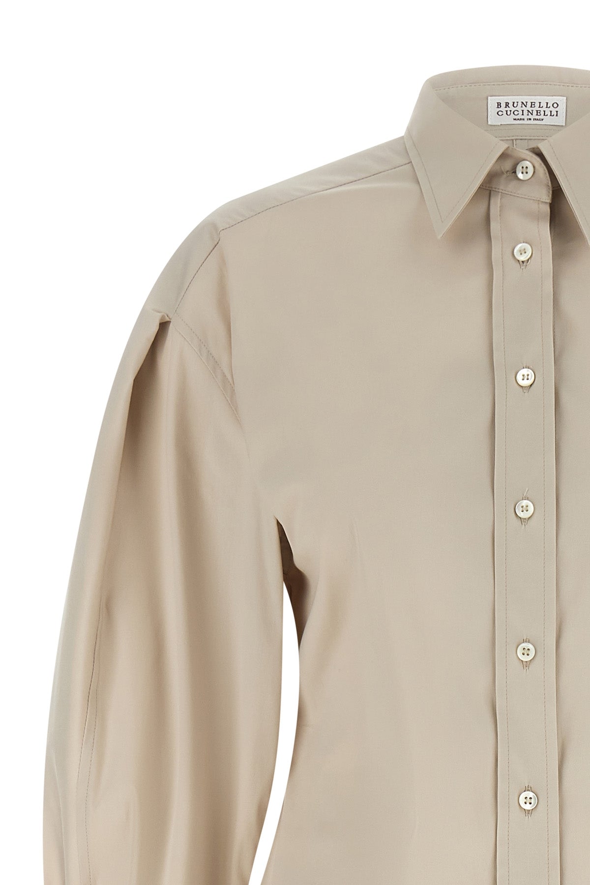 the brunello cucinelli shirt in beige stretch cotton poplin redefines the codes
