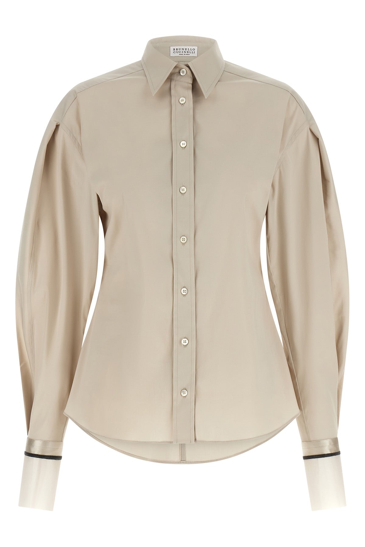 the brunello cucinelli shirt in beige stretch cotton poplin redefines the codes