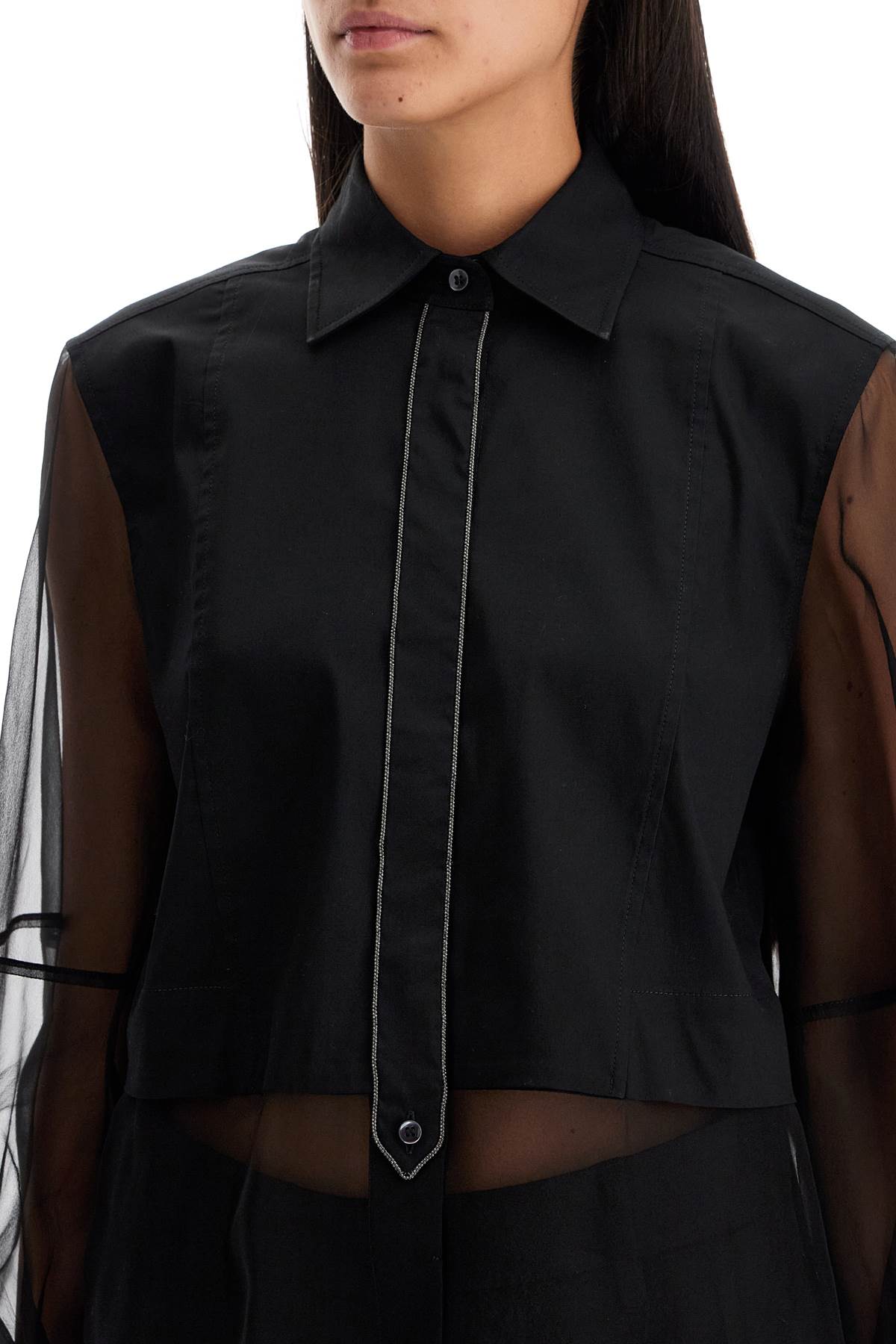 poplin and organza shirt in