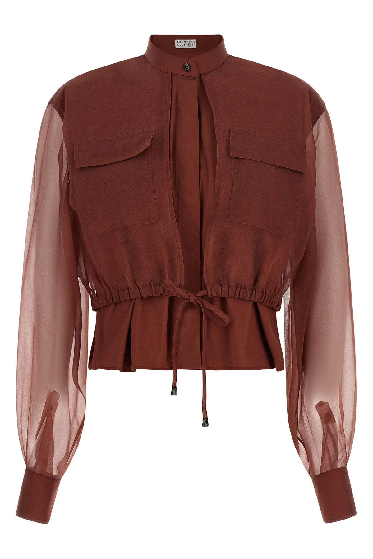 the brunello cucinelli blouse exemplifies the brands mastery in material contra