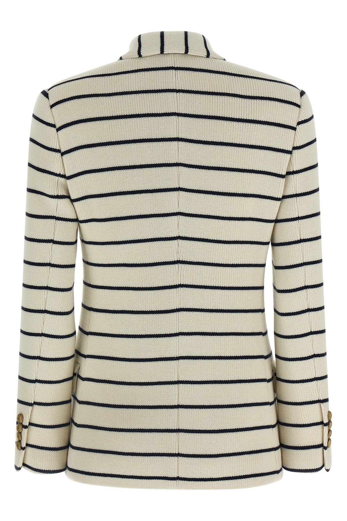 double-breasted marinière style cotton knit blazer