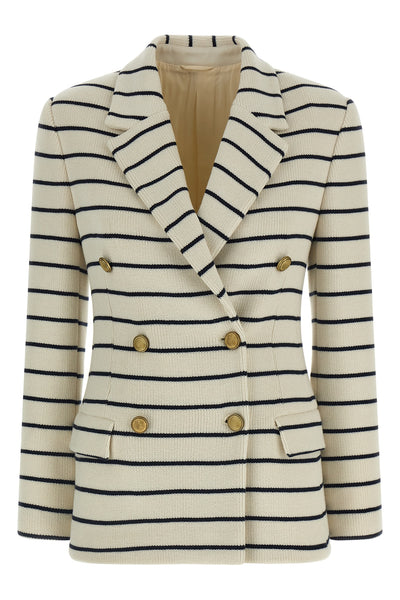 double-breasted marinière style cotton knit blazer