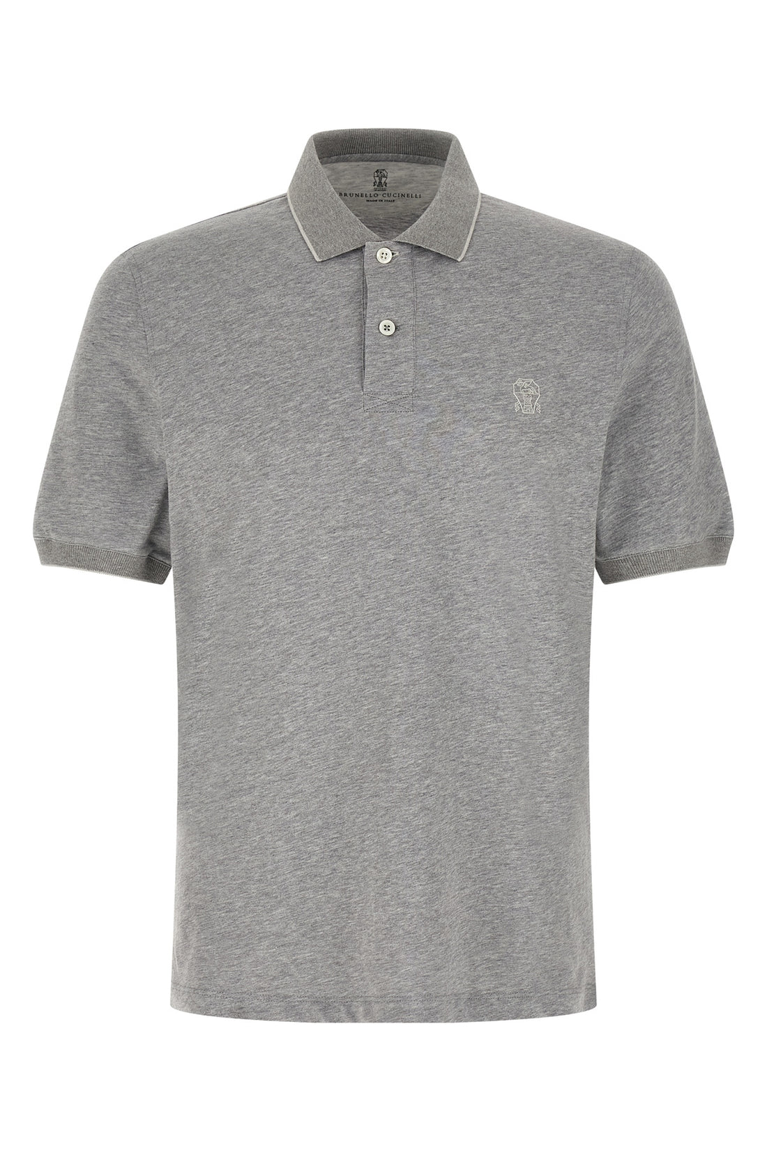 BRUNELLO CUCINELLI XL mélange stretch cotton jersey polo shirt